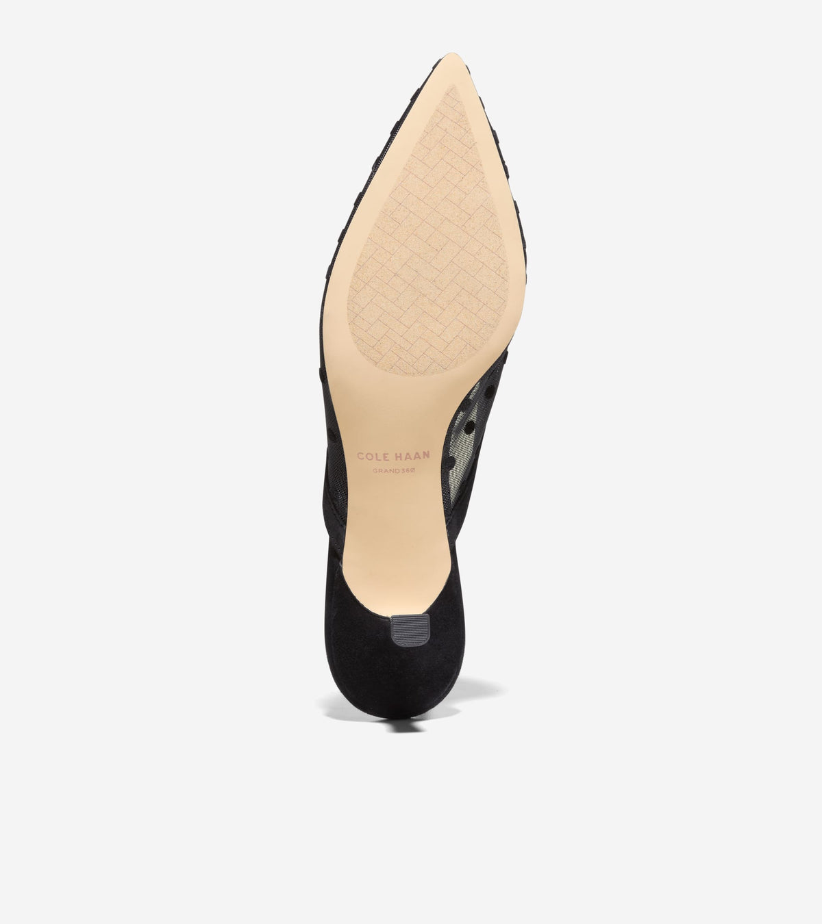 W37952:BLACK POLKA DOT MESH / BLACK SUEDE