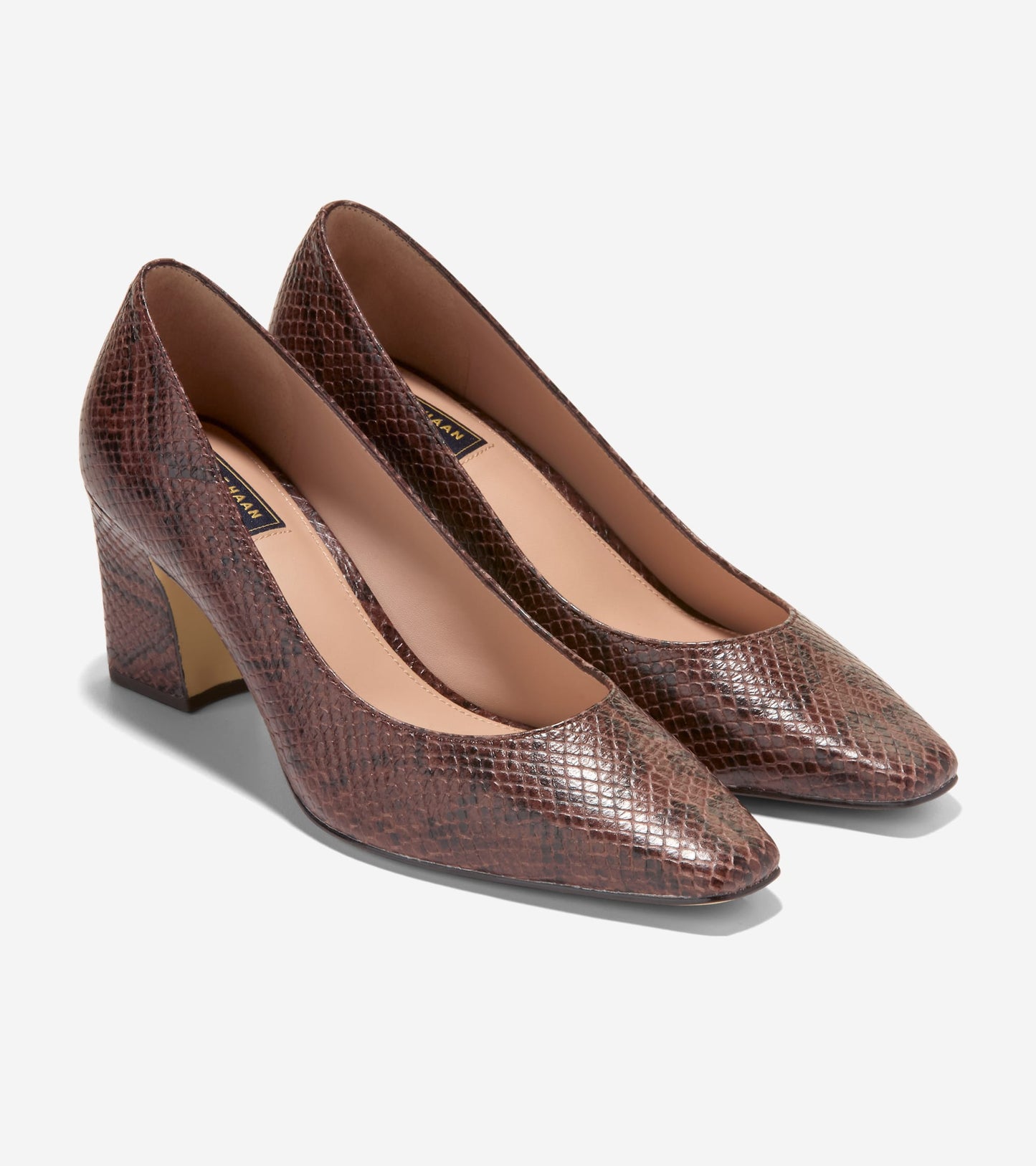 W37099:CH HICKORY GLOSSY SNAKE PRINT LEATHER