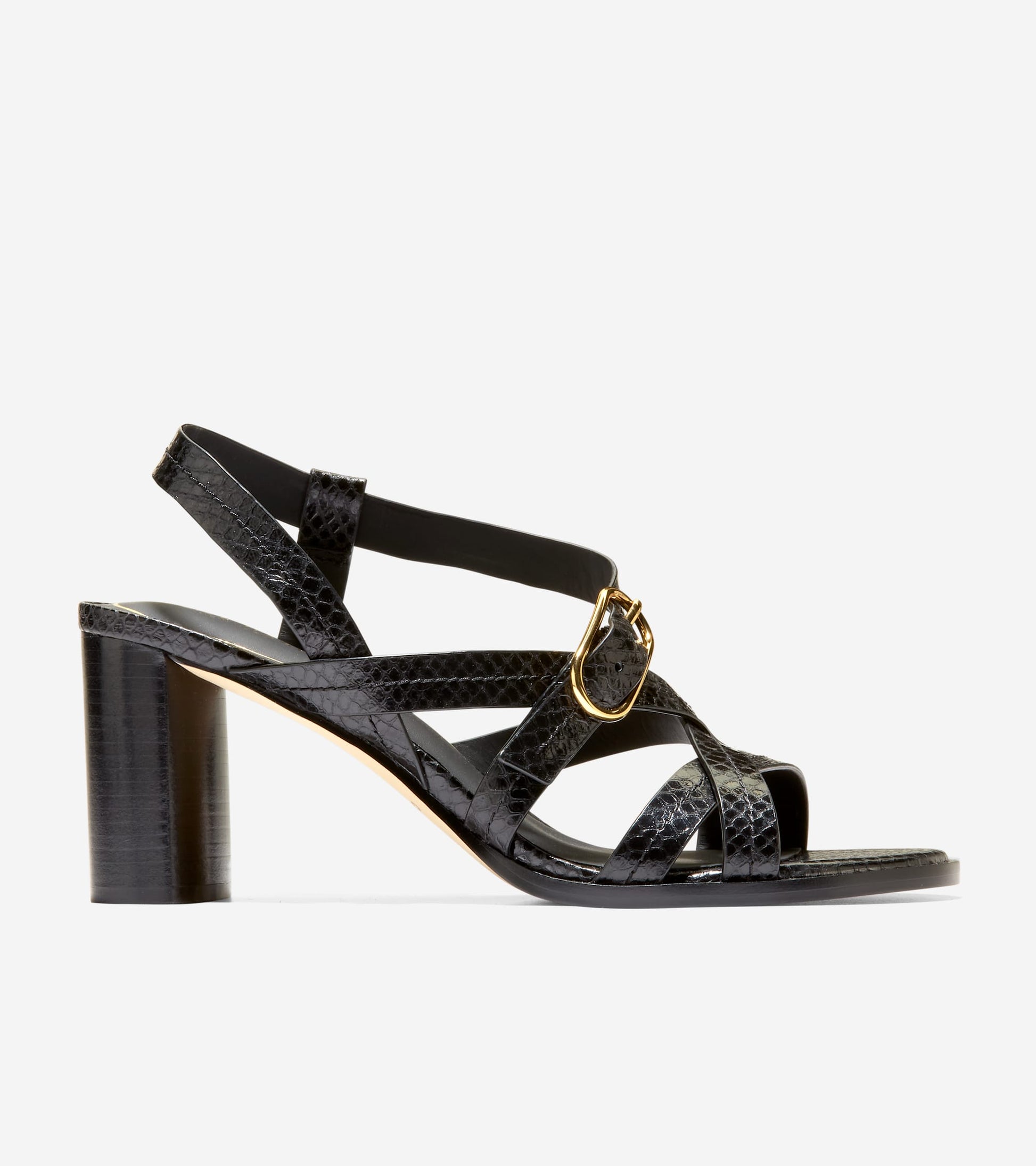 W36934:BLACK GLOSSY SNAKE PRINT LTHR