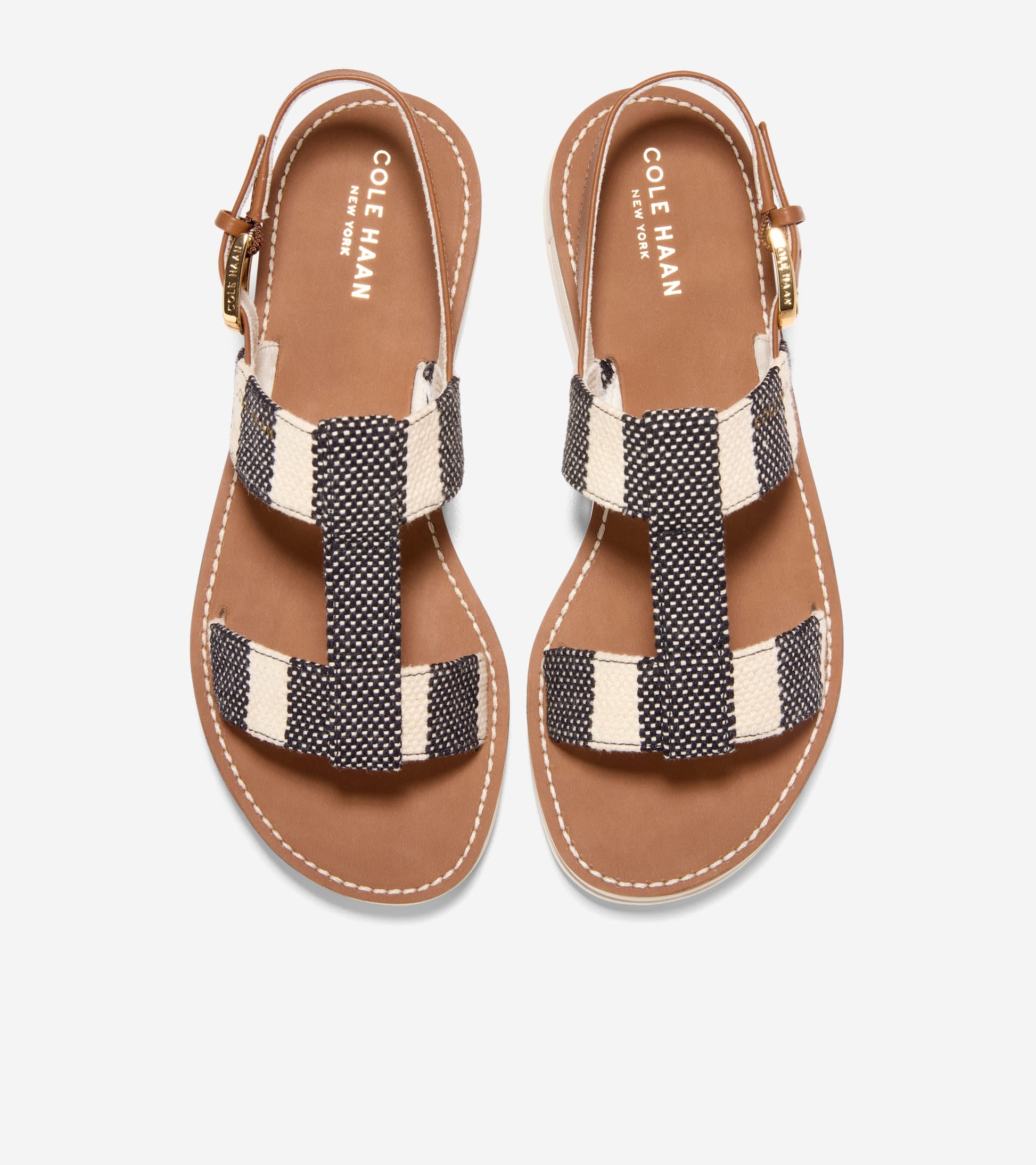 W36541:BLACK & NATURAL STRIPE CANVAS / CH BRITISH TAN LTHR
